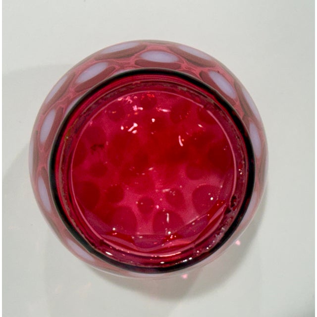 1950s Fenton Cranberry Red Opalescent Coin Dot Sugar Shaker Muffineer With Lid For Sale - Image 5 of 9