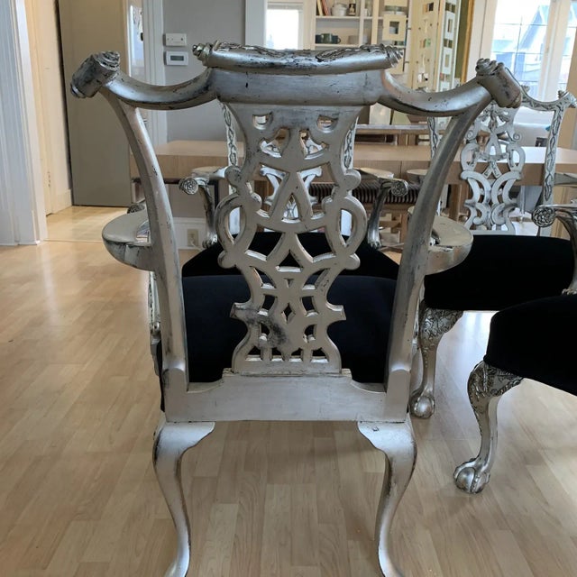 Chippendale William Switzer Hand Carved Chippendale Oversized Armchairs- Set of 4 For Sale - Image 3 of 7