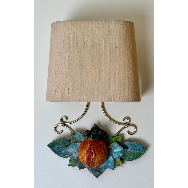 Italian Hand-Painted Pomegranate Sconces, 1970s, Set of 3 For Sale - Image 10 of 17