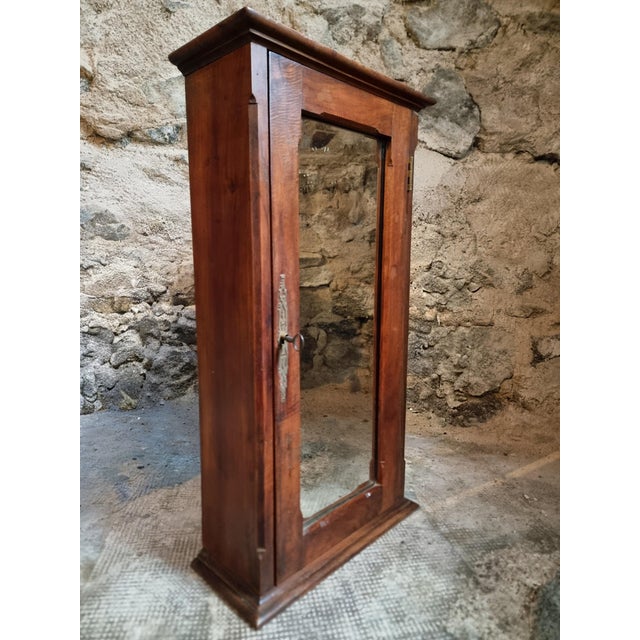 Brown Antique French Walnut Wall Key Cabinet with Mirrored Door, Late 19th Century For Sale - Image 8 of 14