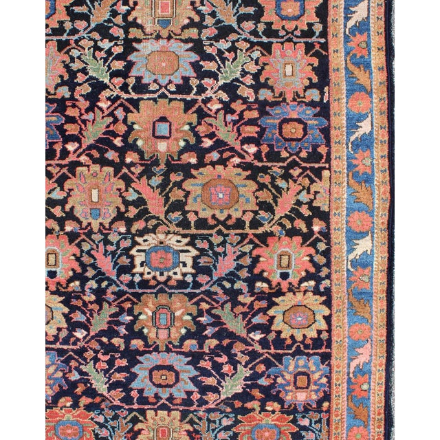Pastel colored Persian Hamedan antique rug with large floral motifs, rug ema-7526, country of origin / type: Iran /...