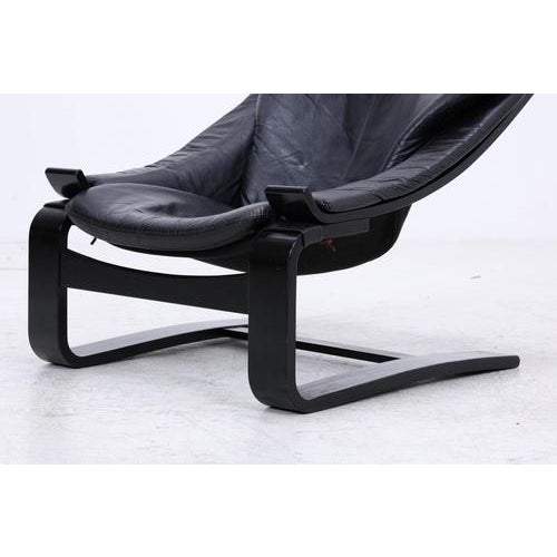 Vintage Lounge Chair in Leather, 1970s For Sale - Image 9 of 14