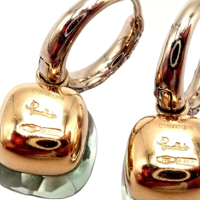 Contemporary Pomellato Nudo Rose + White Gold Diamond Prasiolite Earrings - 2 Pieces For Sale - Image 3 of 9