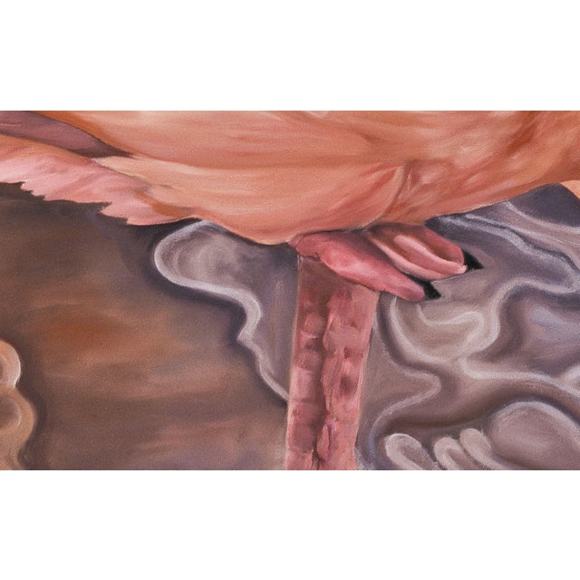 Pink 2000s "Flamingo" Large Gallery Wrapped Oil Painting by Judith Moore For Sale - Image 8 of 9