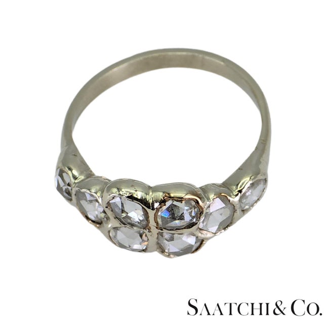 1910s 14k (585) White Gold Natural Rose Cut 1.4 Ct White Diamond, Size 5.5 For Sale In New York - Image 6 of 18