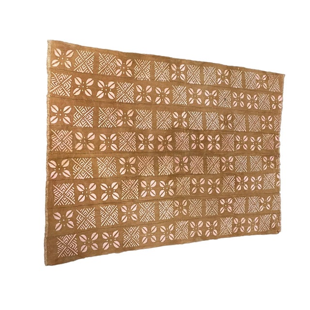 1980s African Brown and Pink Bogolan Textile Mud Cloth 60" H For Sale - Image 5 of 7