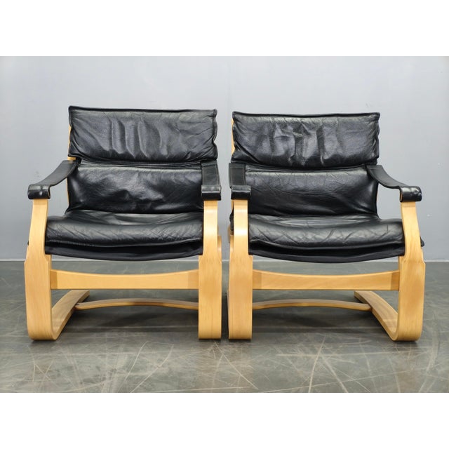Leather Lounge Chairs attributed to Åke Fribytter for Nelo Kroken, 1960s, Set of 2 For Sale - Image 17 of 18