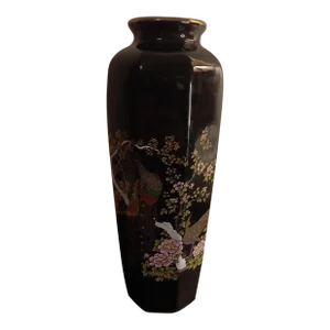 1960s Asahi Japanese Cobalt Blue Octagonal Tall Vase