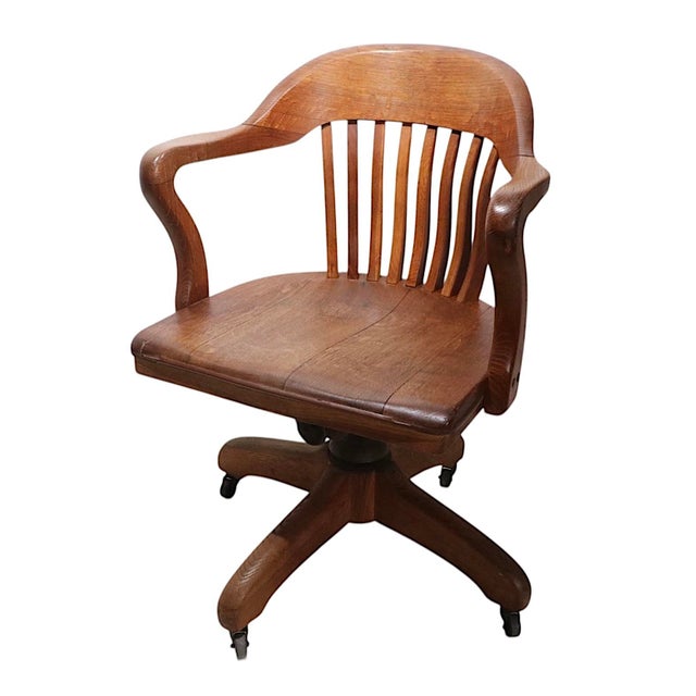 Vintage Bank of England Jury Style Swivel Tilt Office Desk Chair by Marcy- Morris For Sale - Image 14 of 17