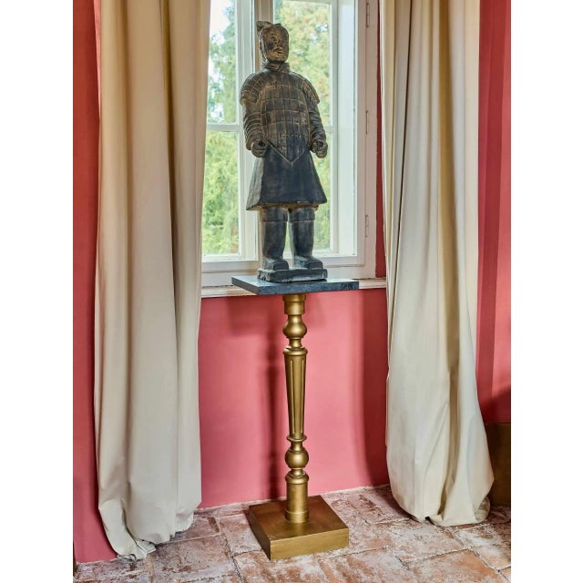 Goldenrod Pedestal with Marble Top For Sale - Image 8 of 8