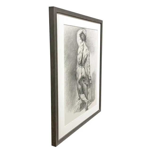 Figurative Late 20th Century Framed Academic Figure Drawing For Sale - Image 3 of 13