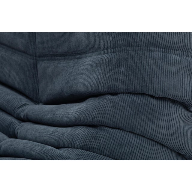 Authentic Restored Togo Fireside Chair and Ottoman in Graphite Grey Corduroy - Vintage Ligne Roset For Sale - Image 16 of 17