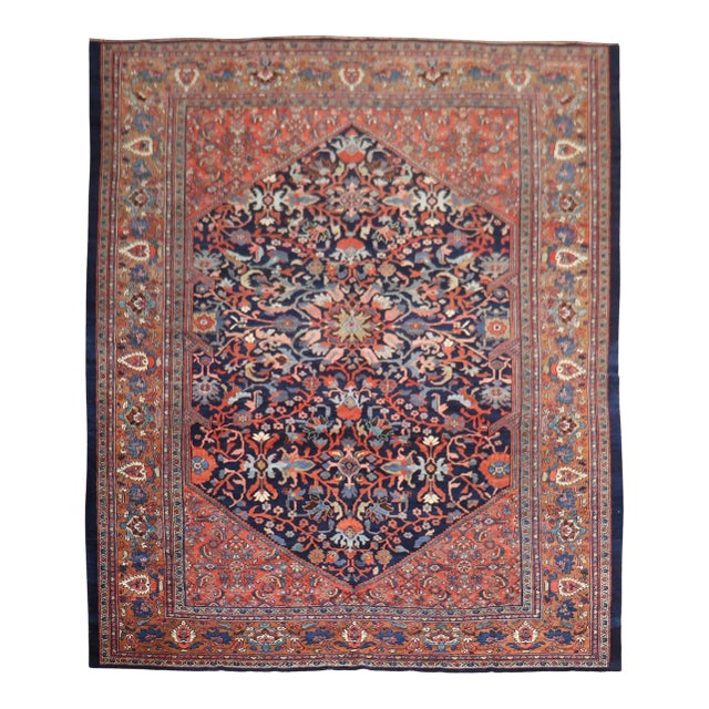 Antique Persian Mahal Carpet - 10'6" x 13'3" For Sale