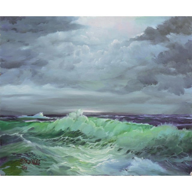 'After the Storm' by Roy Rose Sales, 2003, Turbulent Seascape For Sale - Image 9 of 9
