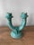 VIETRI 1940s C.A.S.Vietri Double Candle Holder in Turquoise Glaze-Made in Italy For Sale - Image 4 of 6