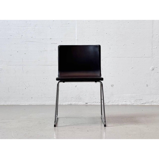 Bernhard Leather Chairs in Black and Chrome by Ola Wihlborg for Ikea, 2010s For Sale - Image 13 of 16