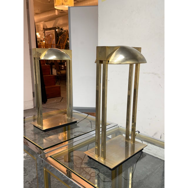 Mid-Century Modern Relux Milano Chrome + Brass 1970's Table Lamps, Pair For Sale - Image 3 of 12