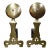 Early to Mid 18th Century Brass Fire Dogs Andirons With Disc Finial a Pair For Sale