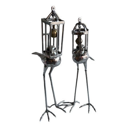 Sculptural Metal Bird Objects, 1960s, Set of 2 For Sale