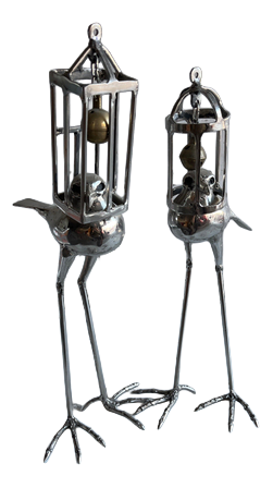 Sculptural Metal Bird Objects, 1960s, Set of 2