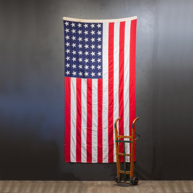 ABOUT World War 2 Era 48 Star American Flag, in a nice displayable 5 feet x 9 1/2 feet. The flag body is of multi-piece...