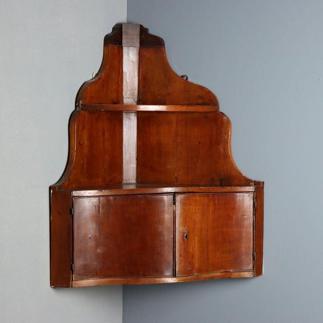 19th Century Hanging Walnut Corner Cabinet, Italy For Sale - Image 11 of 11
