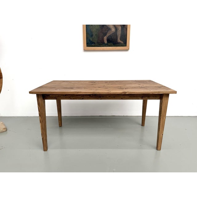 Small Vintage Farmhouse Table with Tapered Legs in Pine, 2010s For Sale - Image 15 of 15