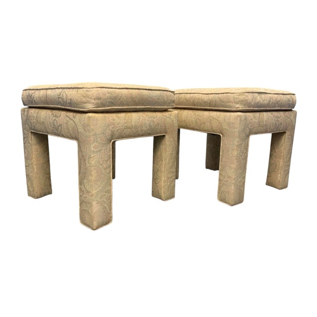 American Pair Parsons Style Pillow Top Stools For Sale - Image 3 of 6