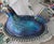 mint condition 1970s Indiana iridescent Blue Carnival Glass Hen on Nest Covered Candy Dish beaded edge base