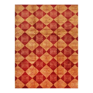 10x14 Opulent Classic Coral Diamond Contemporary Handknotted Afghan Wool Rug For Sale