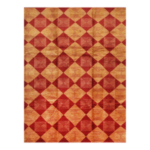 10x14 Opulent Classic Coral Diamond Contemporary Handknotted Afghan Wool Rug
