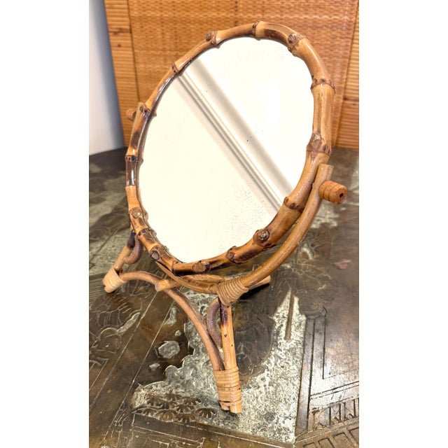 Vintage French Bamboo Mirror For Sale - Image 4 of 12
