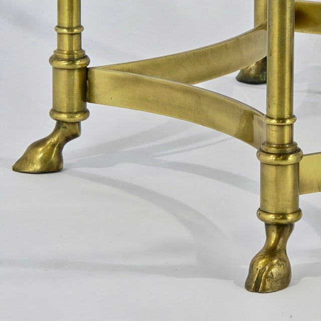 Hollywood Regency 1980s Lebarge Style Brass and Glass Side Table For Sale - Image 3 of 8
