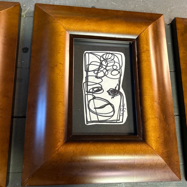 Abstract Three Contemporary Original Wayne Cunningham Abstract Marker Drawings - Set of Three For Sale - Image 3 of 5