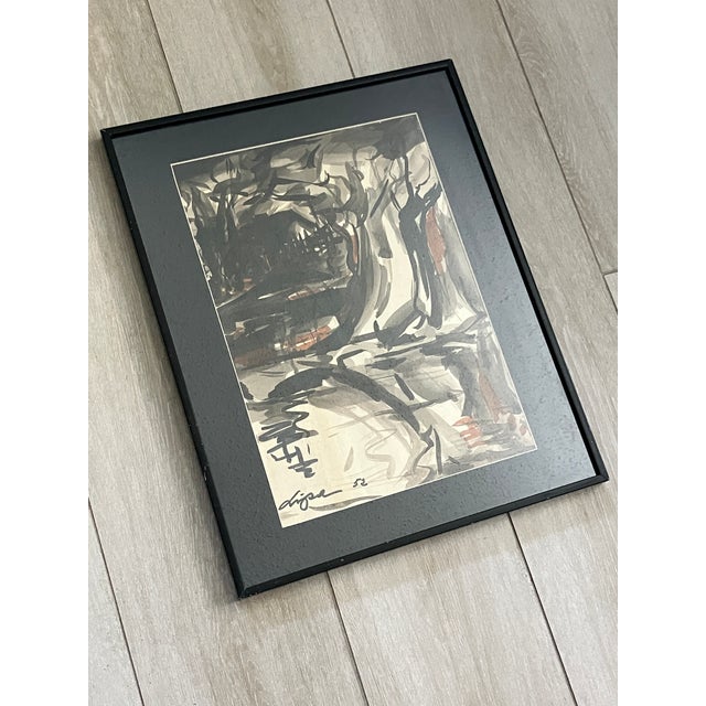 Abstract Lipa Drojevic Original Mixed Media on Paper, Framed, Signed, Dated 52 For Sale - Image 3 of 5