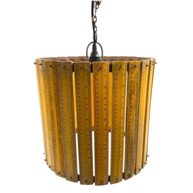 Yellow Modern Artisanal Rulers Shaped Ceiling Lamp, France, 1960s For Sale - Image 8 of 9