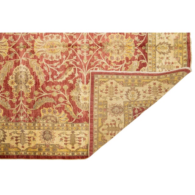 Modern Paki Peshawar Wool Rug in Red With Allover Design For Sale - Image 4 of 10