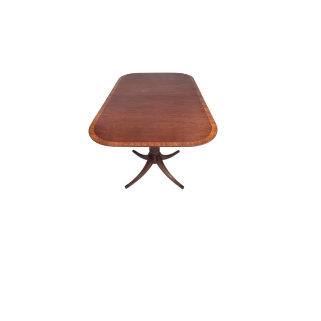 Refinished Late 20th Century Duncan Phyfe Style Mahogany Double Pedestal Dining Table For Sale - Image 13 of 17
