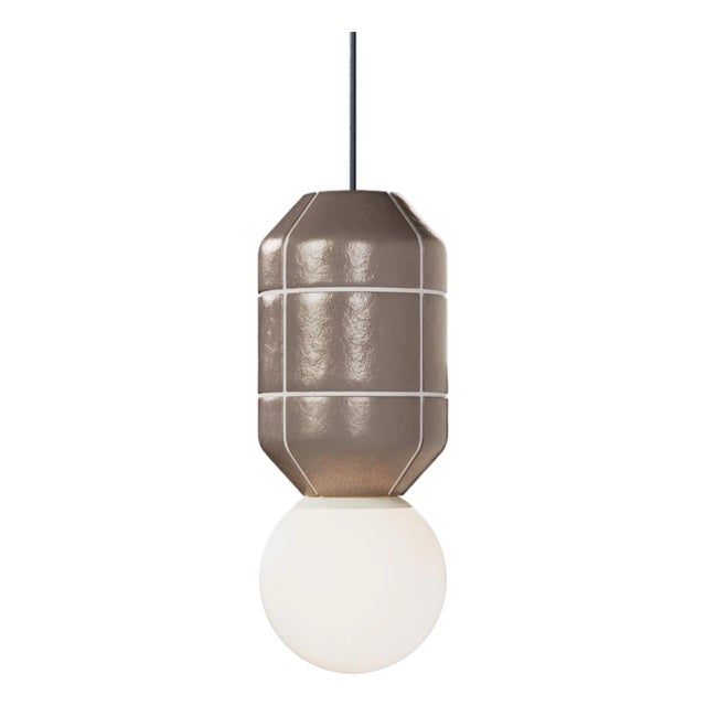 Contemporary Ceramic Base Spot Pendant Lamp Modern Handcrafted Brown For Sale