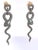 Metal Silver Snake Long Earrings Green Stone Eyes, A Pair For Sale - Image 7 of 9