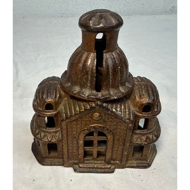 1910s Antique A. C. Williams Domed Mosque Palace Still Coin Bank Original Paint For Sale - Image 5 of 9