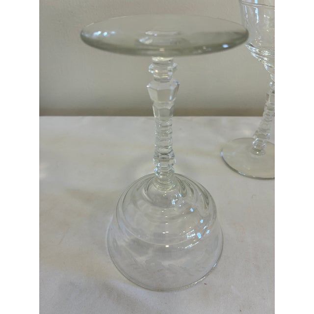 Glass Vintage Libbey Rock Sharpe Etched Crystal Champagne Coupes - Set of 3 For Sale - Image 7 of 7