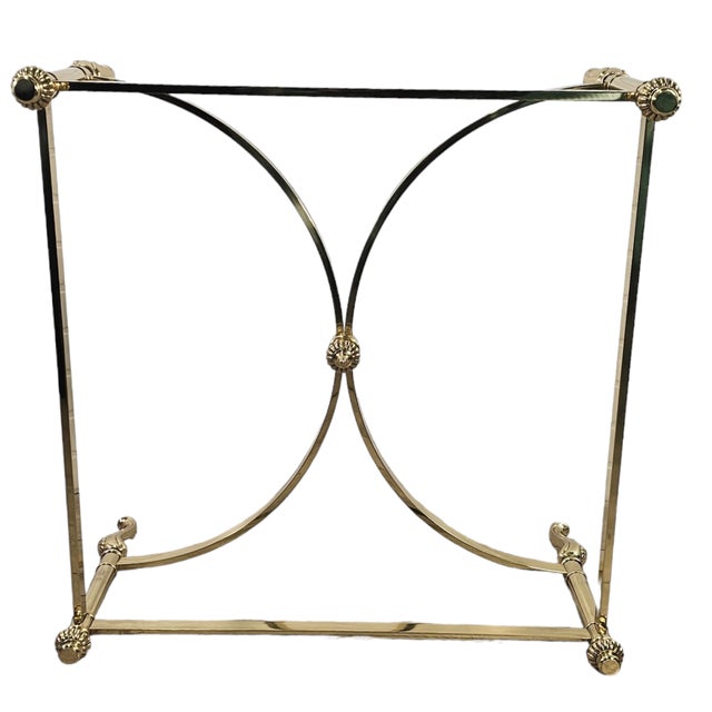 Brass Italian Brass and Glass Coffee Table, Hollywood Regency Style, 38.75", Circa 1970s For Sale - Image 8 of 12