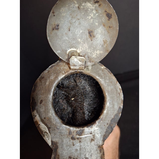 Antique 19thC Sheet Tin Betty Lamp Integrated Saucer Stand Primitive Fat Oil For Sale - Image 12 of 18