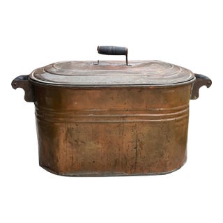 Antique Copper Lidded Wash Tub For Sale