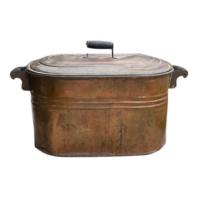 Antique Copper Lidded Wash Tub For Sale