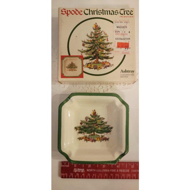 Vintage Spode Christmas Tree Ashtray/Catchall/Trinket Dish Made in England Fine Bone China Holiday Tableware, New-Old Stock in Original Box For Sale - Image 10 of 10