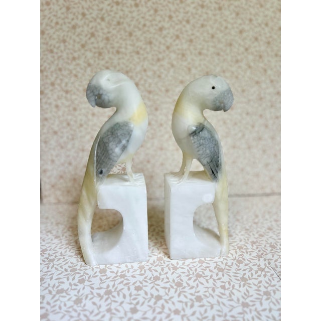 Italian Pair of Italian Alabaster Bird Bookends For Sale - Image 3 of 8