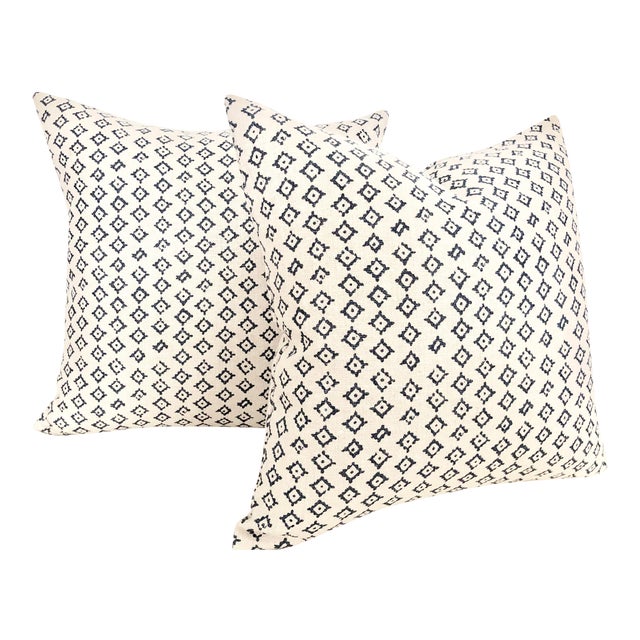 Peter Dunham Kumbh Linen In Indigo Natural Decorative Pillows