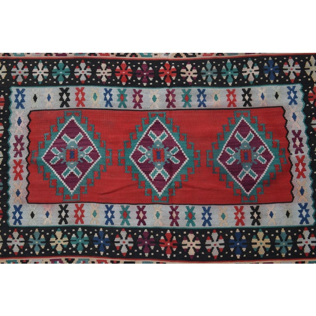 1970s Vintage Turkish Hand-Knotted Wool Cotton Red Area Rug For Sale - Image 11 of 12